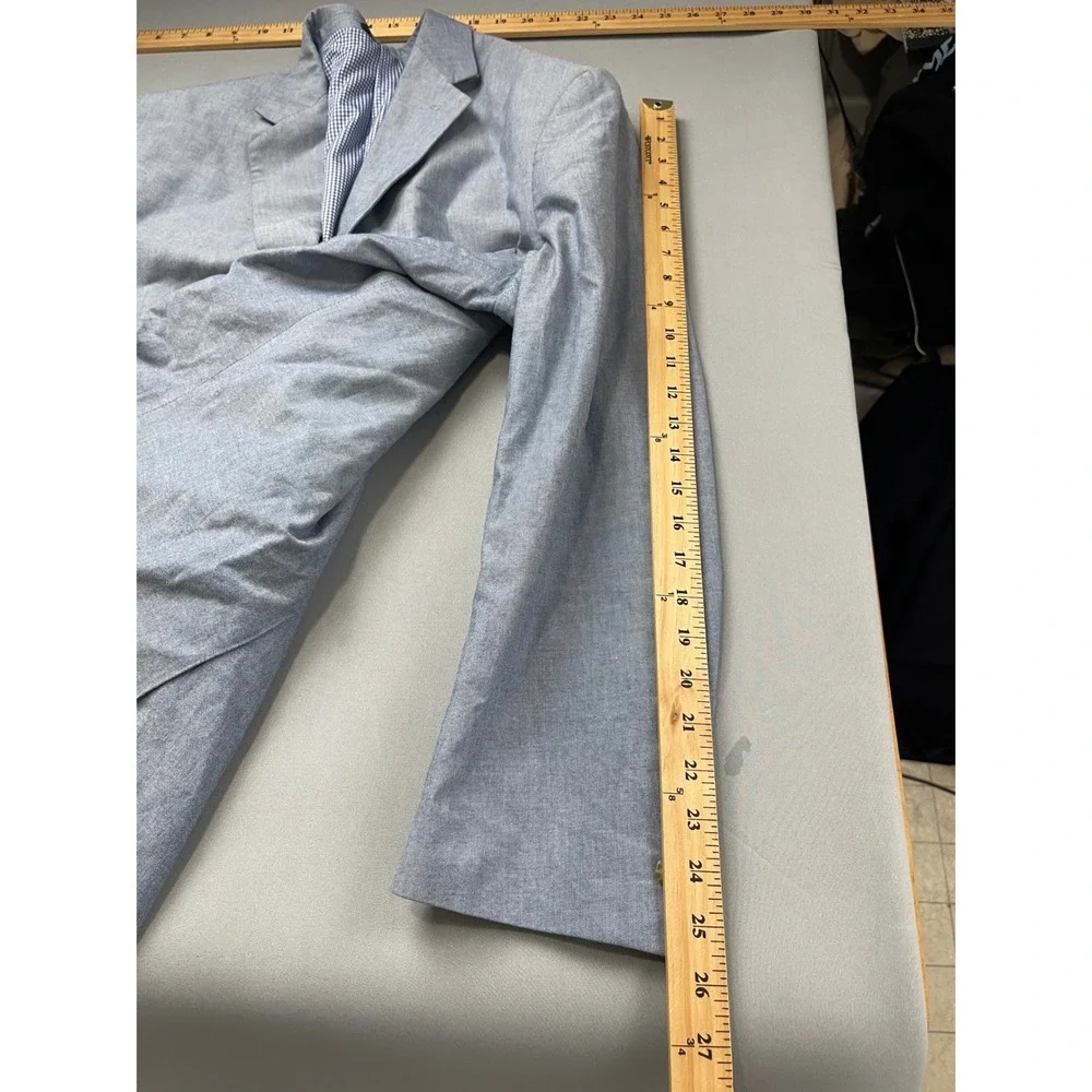 Saddlebred‎ Mens 44R Light Blue 100% Cotton 2 Button Blazer Sport Coat Gingham